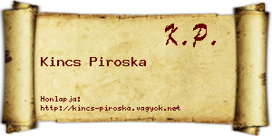 Kincs Piroska névjegykártya